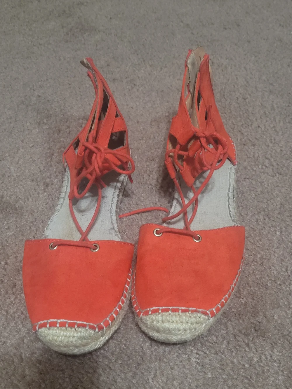 Merona Coral-Orange Lace-Up Espadrille Wedges